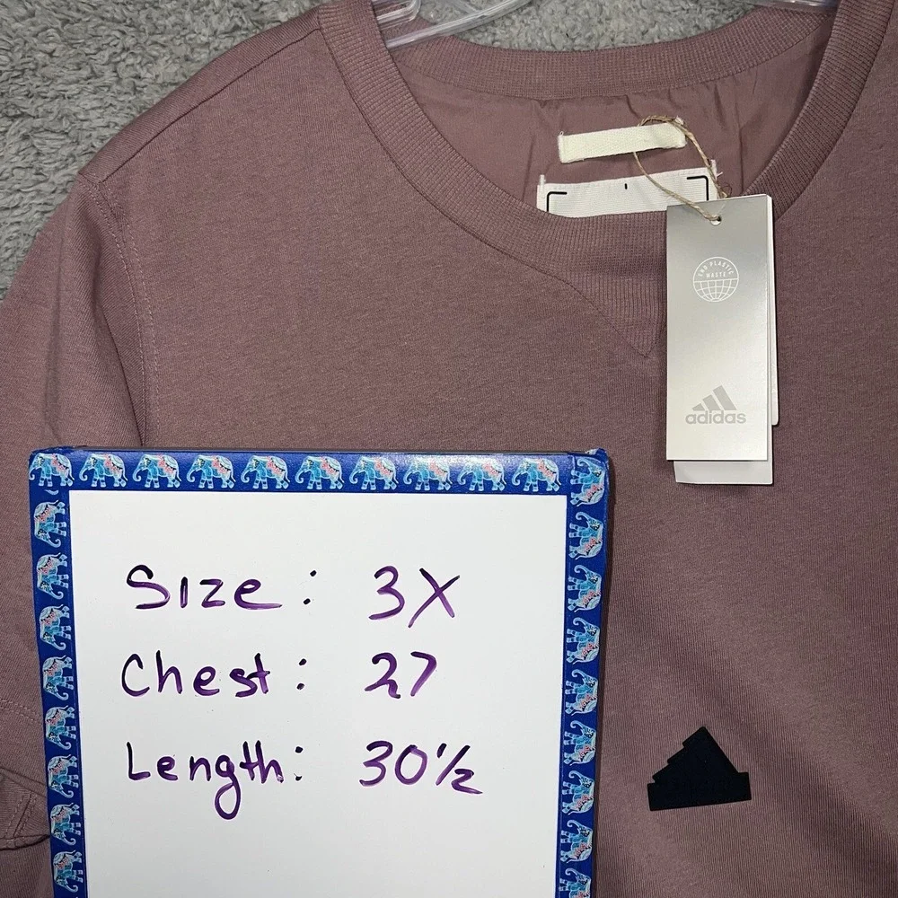 NWT adidas T Shirt Women's Plus 3X Taupe Raised Badge‎ of Sport Logo 2-Side Tee